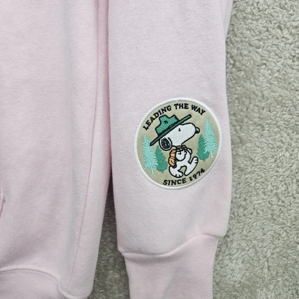 Peanuts Snoopy Full Zip Hoodie Womens Medium Pink Woodstock Sweatshirt Y2K Style - Picture 10 of 14